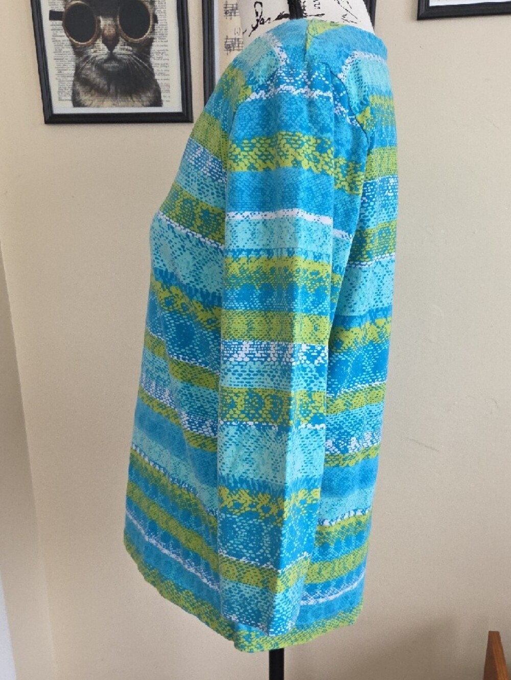 Ruby Rd. Teal & Lime Patterned Knit Top - Picture 3 of 8